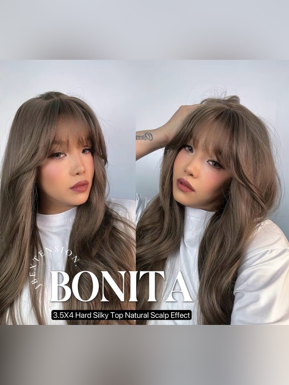 JB Extensions Wig Bonita - 3.5x4 Hard Silky Top Women's Wig - Ash Brown